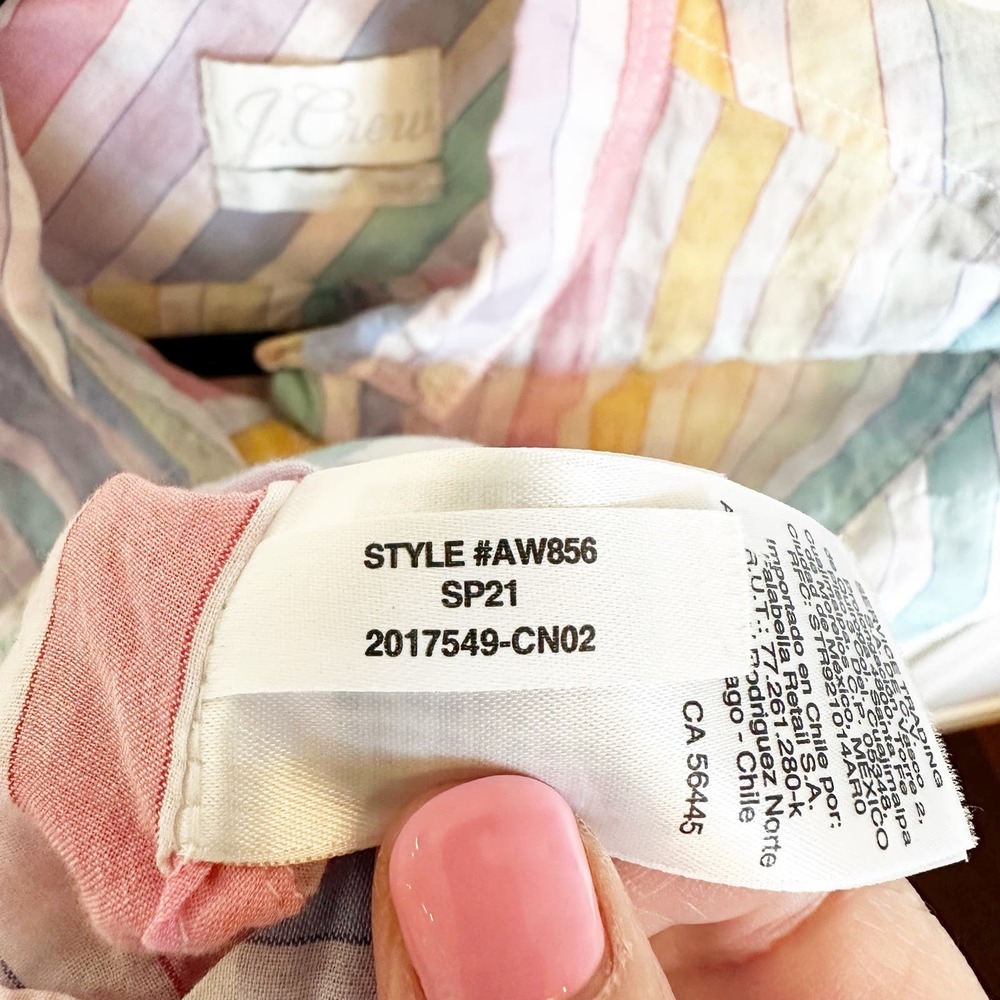 J.Crew Women’s Classic Fit  Pastel Rainbow Crinkle Gingham Button Front Gauzy - Picture 10 of 12